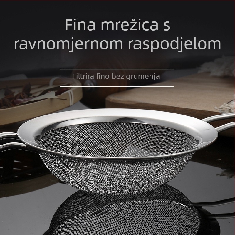 Cjedilo od nehrđajućeg čelika 304 s jednim uhom, dvostruko veliko cjedilo, filter za brašno, mrežasto cjedilo za sojino mlijeko, kuhinjsko ulje, rešetka za ulje