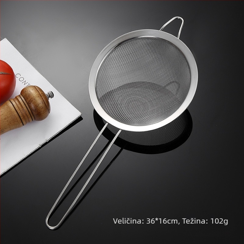 Cjedilo od nehrđajućeg čelika 304 s jednim uhom, dvostruko veliko cjedilo, filter za brašno, mrežasto cjedilo za sojino mlijeko, kuhinjsko ulje, rešetka za ulje