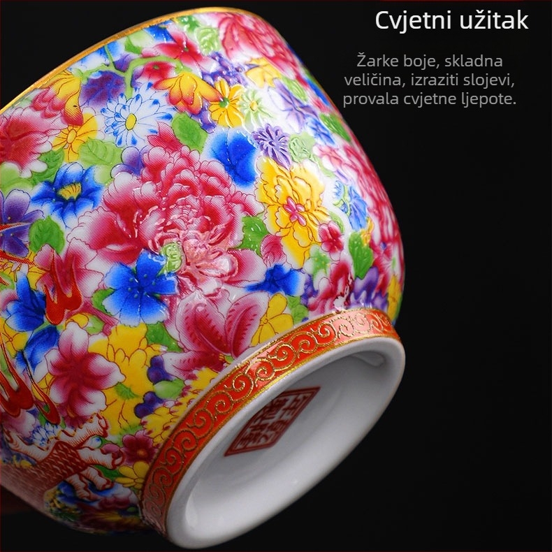 Emajlirana Master Cup keramički Kung Fu čajni set za jednu šalicu Jianzha osobna šalica za degustaciju čaja Cloisonne Palace Ten Thousand Flowers velika šalica za čaj