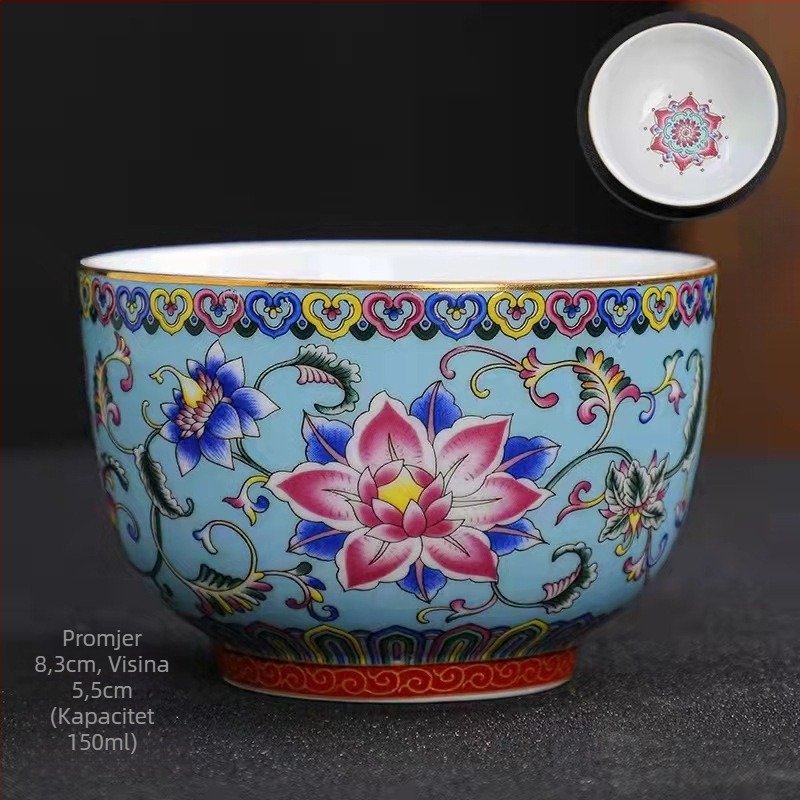 Emajlirana Master Cup keramički Kung Fu čajni set za jednu šalicu Jianzha osobna šalica za degustaciju čaja Cloisonne Palace Ten Thousand Flowers velika šalica za čaj