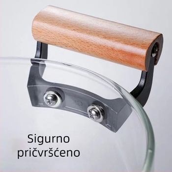 Stakleni lonac, visoko borosilikatni lonac za juhu, lonac za varivo s drvenom ručkom, lonac za mlijeko s poklopcem, nosač Temu Dropshipping, lonac s dvostrukim uhom, otvoreni plamen