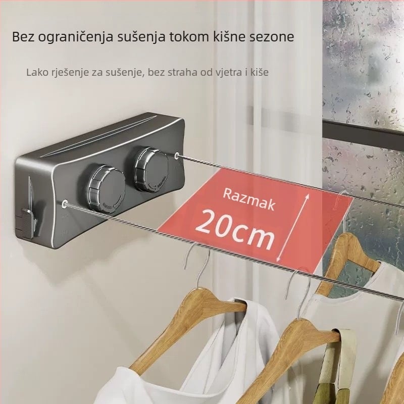 Nevidljivi konop za rublje, unutarnji balkon bez bušenja, nevidljivi uvlačivi stalak za sušenje odjeće, artefakt za kupaonicu, žičana vješalica za užad