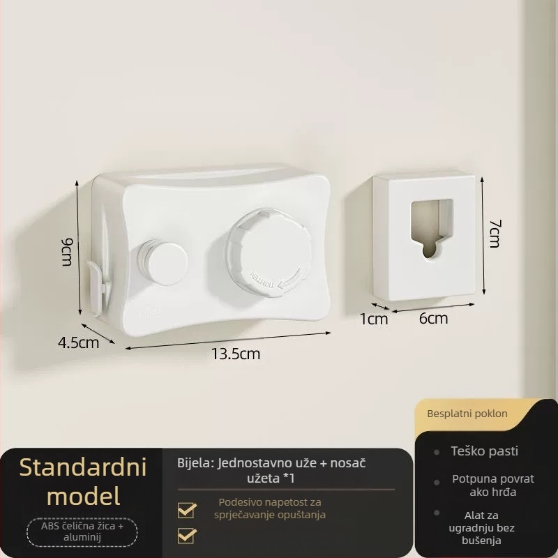 Nevidljivi konop za rublje, unutarnji balkon bez bušenja, nevidljivi uvlačivi stalak za sušenje odjeće, artefakt za kupaonicu, žičana vješalica za užad