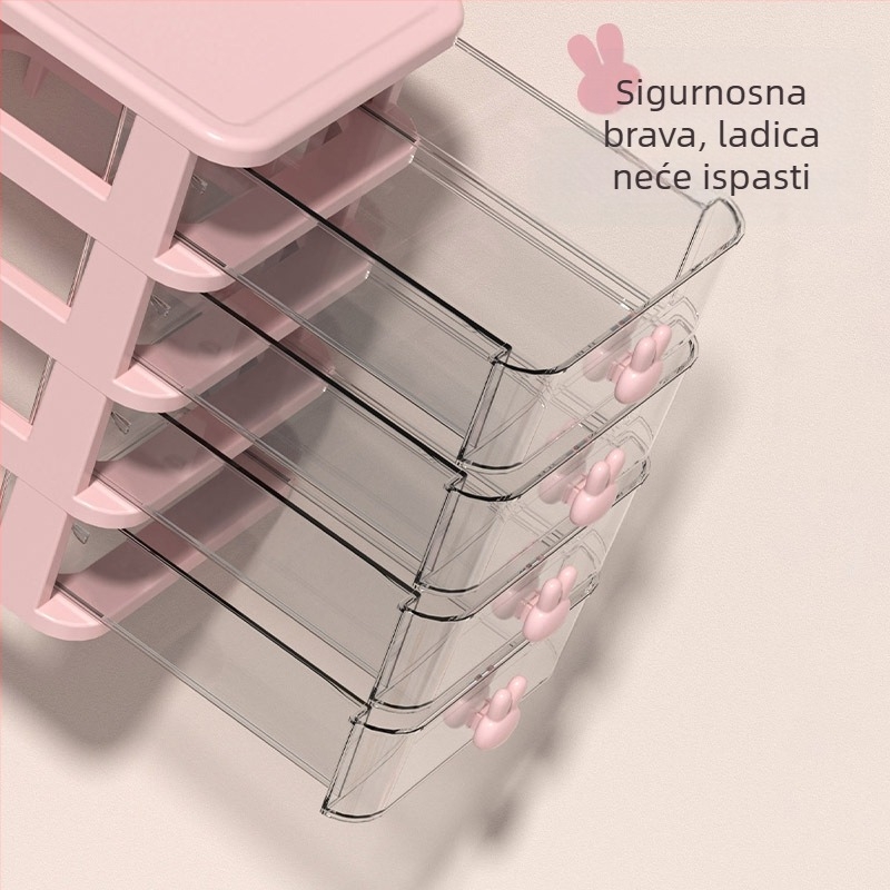 Kutija za pohranu stolnog pribora s ladicama za crtane zečeve, organizator za kozmetički nakit, kutija za pohranu malih predmeta za spavaonicu