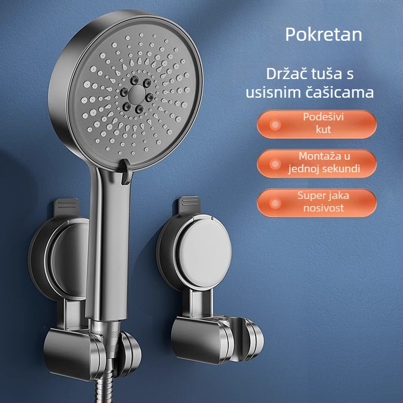 Nosač za tuš s vakuumskom čašom, fiksni artefakt, uklonjivi, podesivi, stalak za tuš u kupaonici, pribor za prskalice, bez bušilice