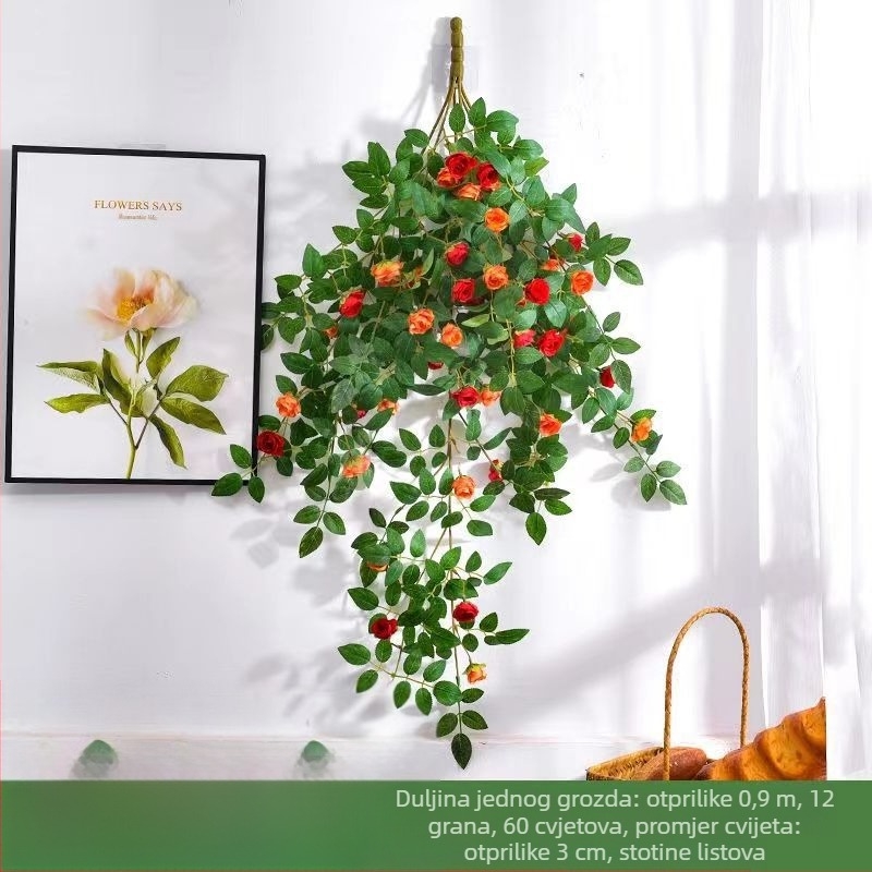 Simulacija ruže vinove loze plastike lažni cvijet ruže cvijet zidni viseći zid vinove loze unutarnji stropni ukras zaštita veleprodaja
