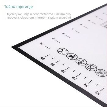 Silikonska podloga za gnječenje tijesta prehrambene kvalitete, kuhinjska podloga za gnječenje kućanstva, preklopiva podloga za šećer s alatima za pečenje tijesta.