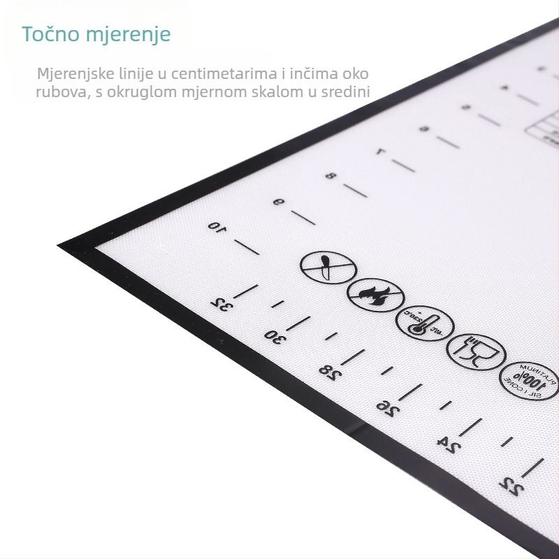 Silikonska podloga za gnječenje tijesta prehrambene kvalitete, kuhinjska podloga za gnječenje kućanstva, preklopiva podloga za šećer s alatima za pečenje tijesta.