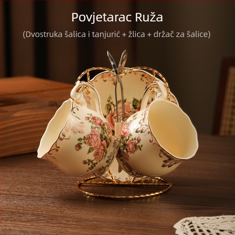 Šalica za kavu u europskom stilu, mala luksuzna kućna popodnevna šalica za čaj, visokokvalitetna fina keramička šalica za kavu i tanjurić