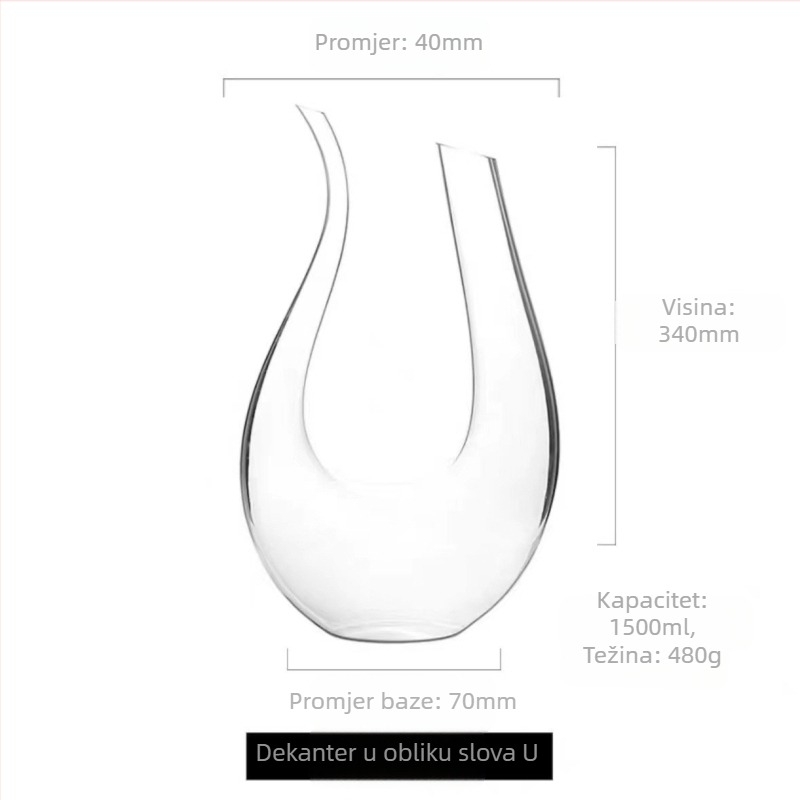 Dekanter za vino u obliku slova U za kućnu upotrebu, set dozatora vina od kristalnog stakla sa šest znakova, veleprodajna boca vina