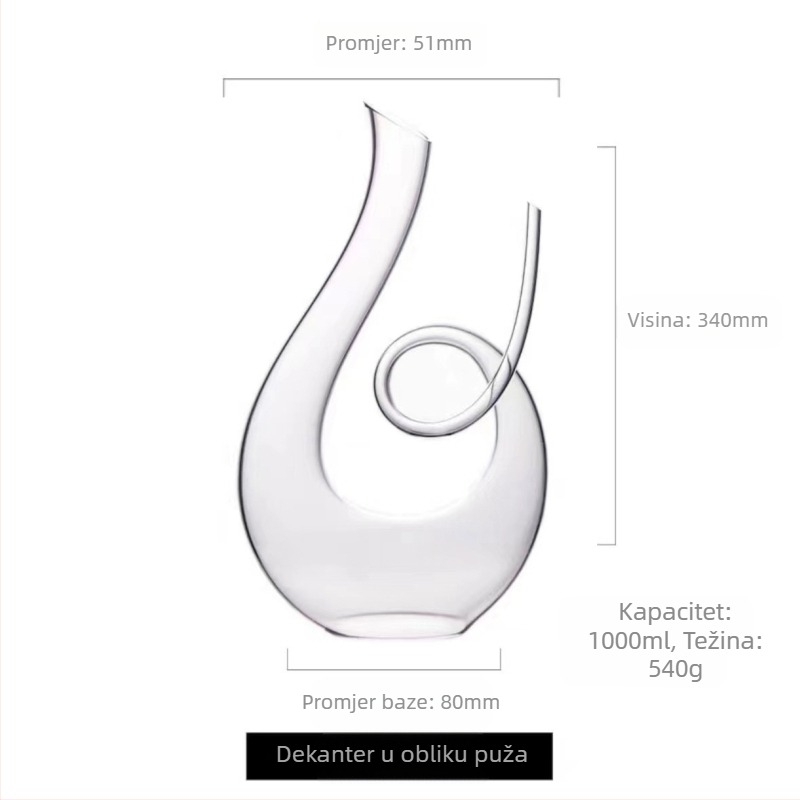 Dekanter za vino u obliku slova U za kućnu upotrebu, set dozatora vina od kristalnog stakla sa šest znakova, veleprodajna boca vina