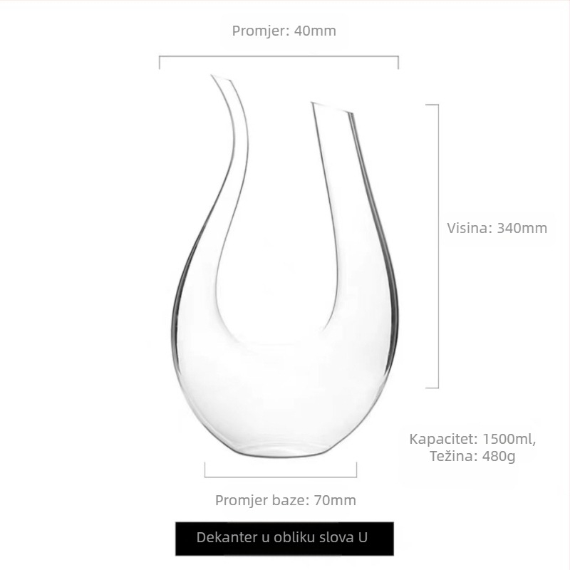 Dekanter za vino u obliku slova U za kućnu upotrebu, set dozatora vina od kristalnog stakla sa šest znakova, veleprodajna boca vina