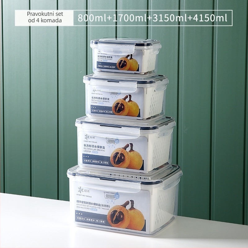 Kućanska kutija za hladnjak s dvostrukim odvodom za svježinu, kuhinjska hrana, smrznuta zatvorena kutija, prozirna kutija za pohranu hrane, veleprodaja