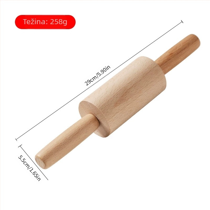 Masivni drveni valjak za knedle, štapić za pečenje, drveni valjak za knedle, koža za kućanstvo, kuhinjski uređaji