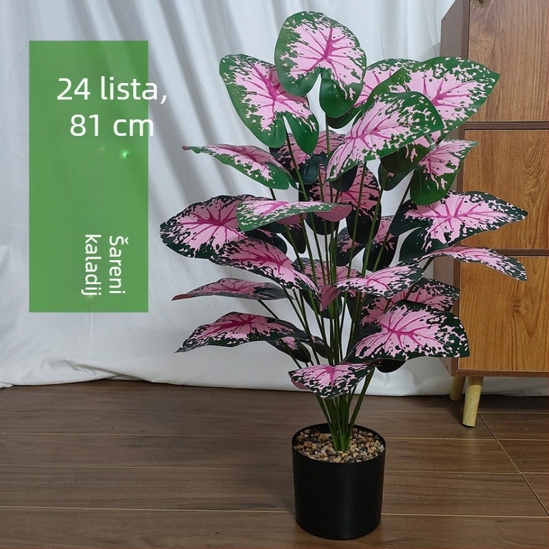 Prekogranična nova simulacija zelene biljke vjenčanje ružičasti lažni cvijet kućni dnevni boravak podni bonsai bonsai 24 simulacijska cvijeća