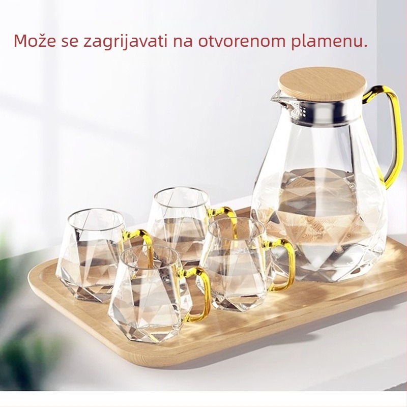 Set staklenih vrčeva za vodu velikog kapaciteta za kućnu upotrebu, pogodan za hladnu vodu, sok i hladno kuhanu kavu