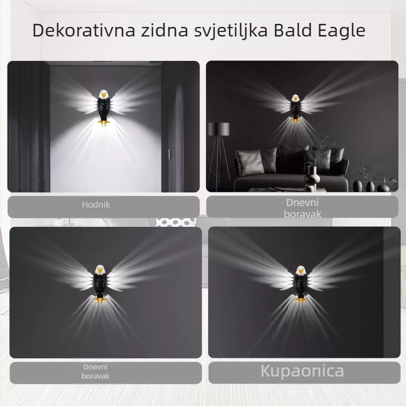 Zidna svjetiljka Eagle, projekcijska svjetiljka za spavaću sobu, novo, bežično daljinsko upravljanje, magnetsko punjenje, kreativna atmosferska noćna svjetiljka
