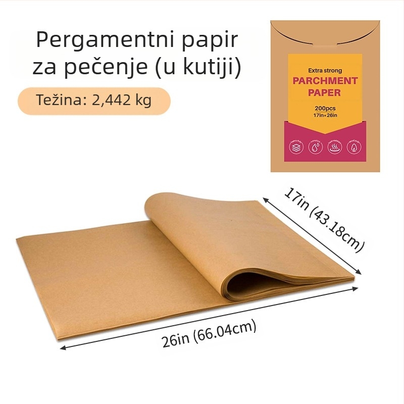 Prekogranični posebni papir za pečenje, izolacija za meso, pećnica na visokim temperaturama, poseban papir, papir za pečenje za jednokratnu upotrebu, silikonski papir za hranu