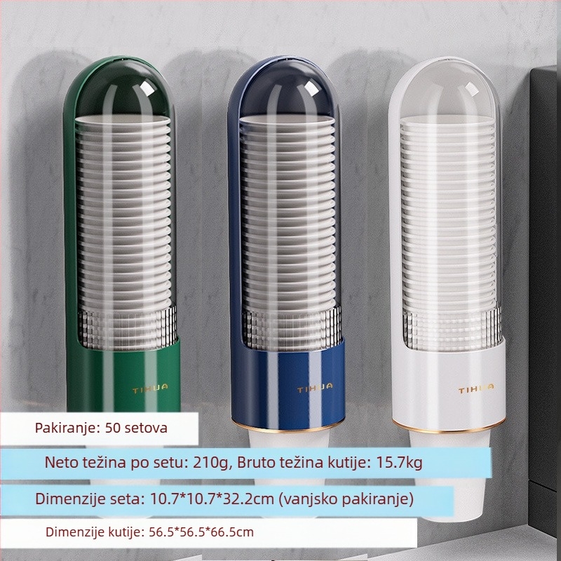 Držač za papirnate čaše, zidni dozator vode, plastična čaša za brzo rukovanje, automatski dozator za papirnate čaše za jednokratnu upotrebu