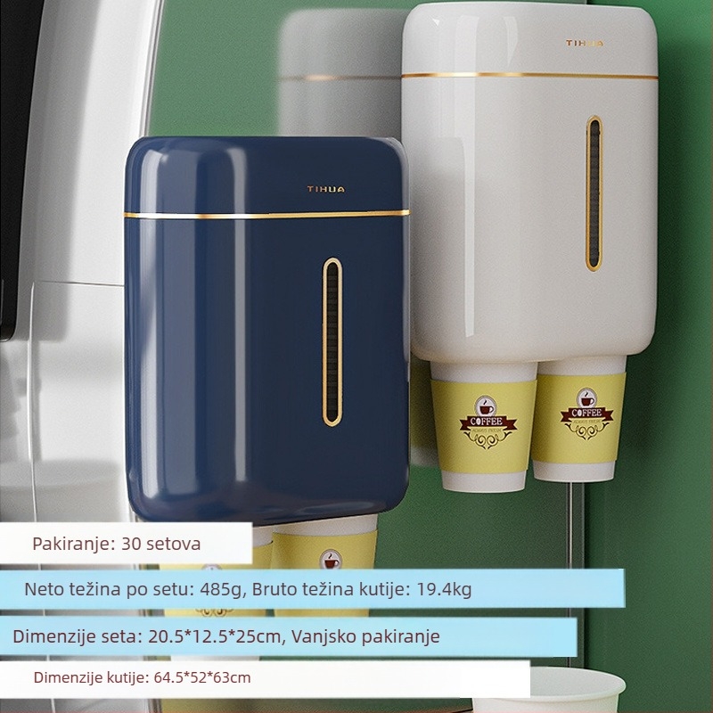 Držač za papirnate čaše, zidni dozator vode, plastična čaša za brzo rukovanje, automatski dozator za papirnate čaše za jednokratnu upotrebu