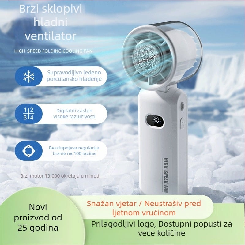 25 godina prekograničnog novog brzog ručnog ventilatora za hlađenje s visećim vratom, vanjskog prijenosnog poluvodičkog turbo ventilatora