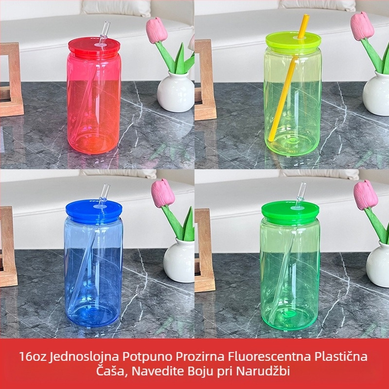 2024 Eksplozivna plastična vakuumska čaša od 16 oz Ekološki prihvatljiva akrilna žele boja Mason čaša Plastična čaša Veleprodaja