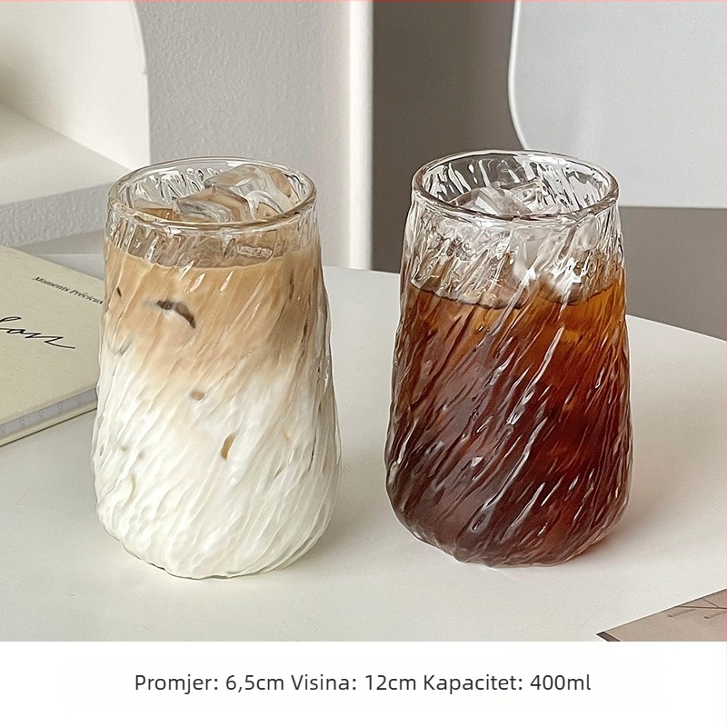 Vintage Whirlwind šalica za kavu velikog kapaciteta, ledena, američka, stilska, otporna na visoke temperature, zadebljana prozirna staklena šalica za piće