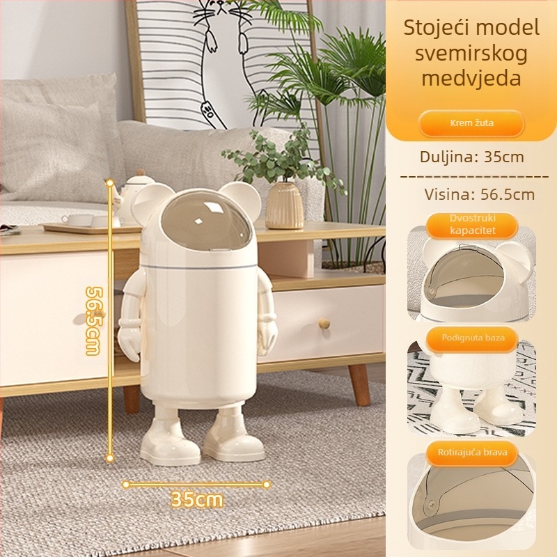 Kanta za smeće, visoka vrijednost ljepote, 2025., smeće za dnevni boravak, slatka zabavna crtana igra, astronaut za WC, velika kanta za pohranu s poklopcem