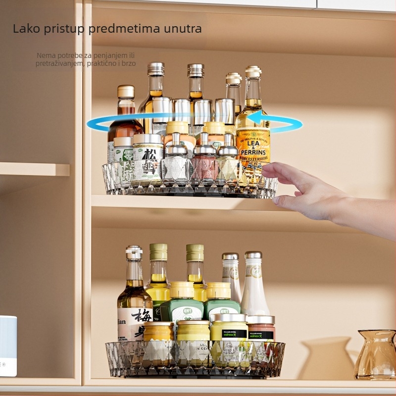 Rotirajući stalak za kuhinjsku radnu površinu, višenamjenski okretni stalak za odlaganje začina, ladica za odlaganje na radnoj površini za dnevni boravak