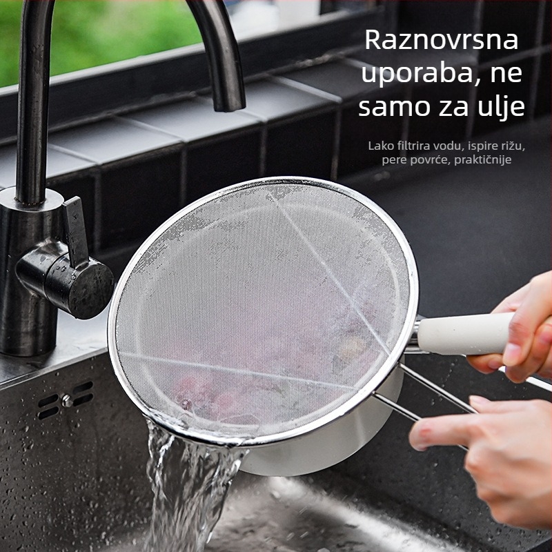 Poklopac za lonac od nehrđajućeg čelika, otporan na ulje, okrugli, kuhinjski, kućanski, otporan na ulje, mreža otporna na eksploziju s ručkom, otporan na ulje, mreža otporna na prskanje, poklopac za odvod, otporan na ulje