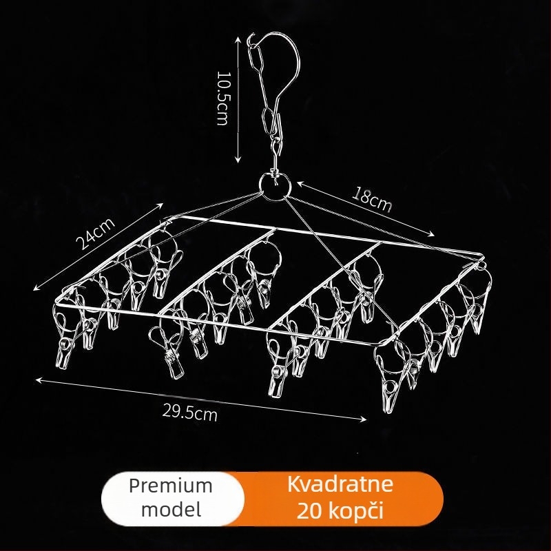 Bold stalak za sušenje odjeće s više kopči od nehrđajućeg čelika, čarape za odjeću, višenamjenska vjetrootporna čarapa, dječja vješalica, kuka za artefakte