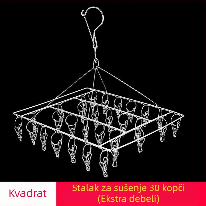 Bold stalak za sušenje odjeće s više kopči od nehrđajućeg čelika, čarape za odjeću, višenamjenska vjetrootporna čarapa, dječja vješalica, kuka za artefakte