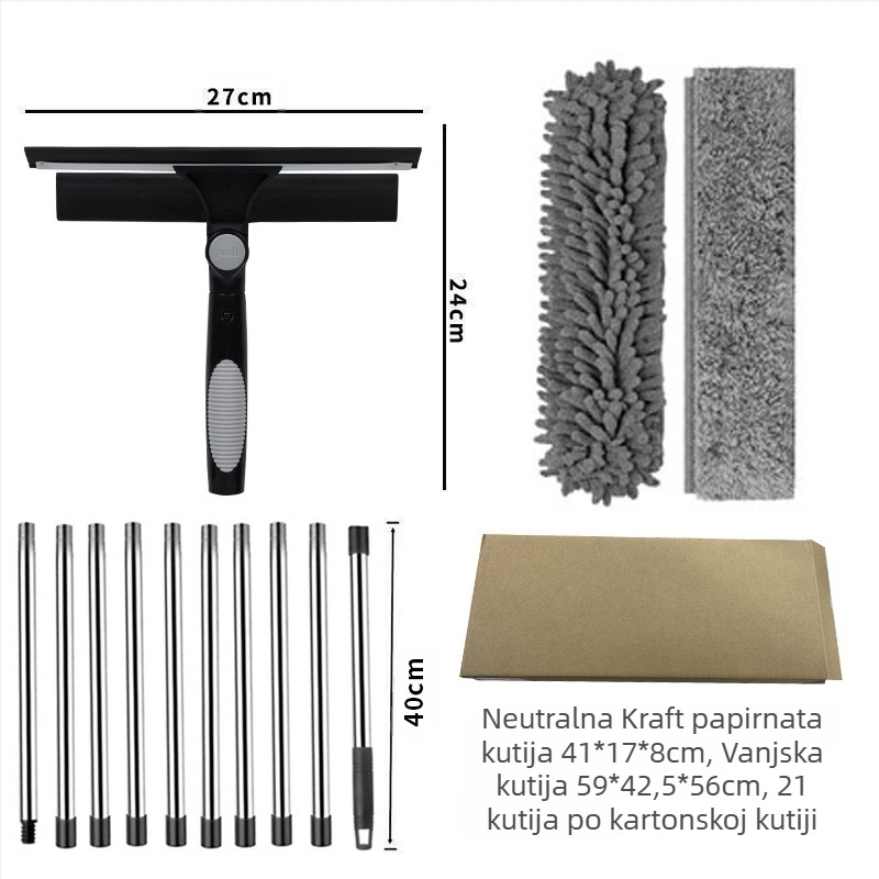 Amazon Hot Selling Two-in-One Strugalica za Čišćenje Prozora Brisanje Staklenih Artefakata Posebna Dvostrana Brisanje Stakla Visokih Stakla