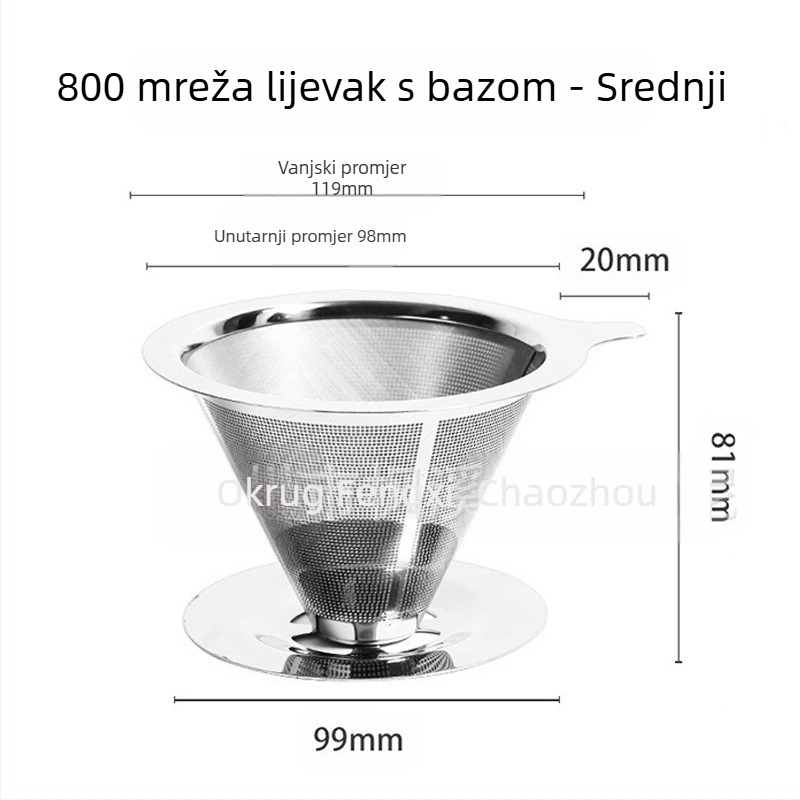 Filter za kavu, Filter za kavu, Šalica za filter, Pribor za ručno kuhanu kavu, Cjedilo za čaj, Papir bez filtera, Ultra-fini šifrirani lijevak za kavu