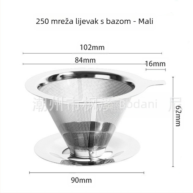 Filter za kavu, Filter za kavu, Šalica za filter, Pribor za ručno kuhanu kavu, Cjedilo za čaj, Papir bez filtera, Ultra-fini šifrirani lijevak za kavu