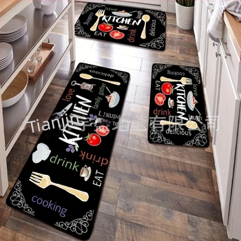 Prekogranična tema Flanelska podna prostirka američkog stila, zadebljana upijajuća, dobra za njegu, prostirka za stopala, kućanska, kuhinjska, protiv kapanja, protuklizna prostirka