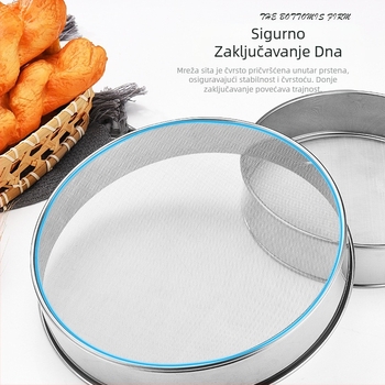 Alati za pečenje Sito za brašno od nehrđajućeg čelika 304 Ručno okruglo sito za filtriranje 40 mesh 60 mesh fino sito za brašno