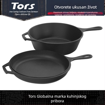 Tols Export Lijevano željezo s jednom ručkom, dvostruka namjena, tava s jednom ručkom, čisto željezno varivo, kućanski lonac bez premaza za izradu tave
