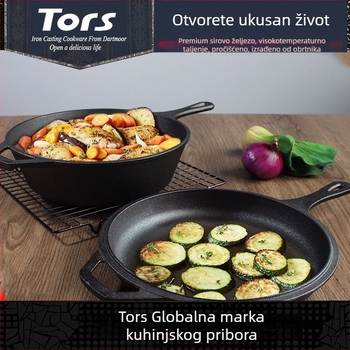 Tols Export Lijevano željezo s jednom ručkom, dvostruka namjena, tava s jednom ručkom, čisto željezno varivo, kućanski lonac bez premaza za izradu tave