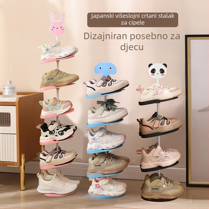 Dječji stalak za cipele, mali crtani stalak za pohranu dječjih cipela u japanskom stilu, štedi prostor, dječja kreativnost
