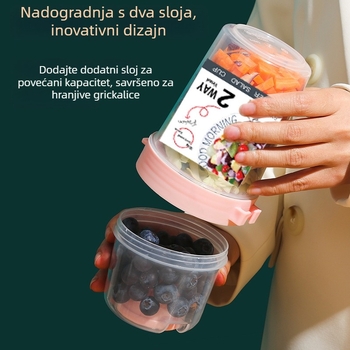 Prekogranična dvoslojna prijenosna šalica za salatu za odlazak na posao, povrće, smanjenje masti, lagana šalica, voće, zobena kaša, jogurt za doručak