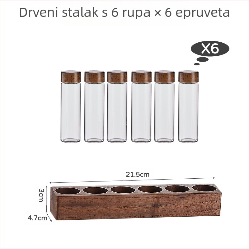 Podpakiranje zrna kave, epruveta, stakleni stalak od oraha, skladištenje u jednoj tubi, set za kavu, zatvorena staklenka, bočica mirisa