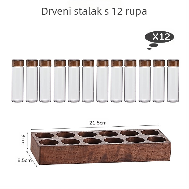 Podpakiranje zrna kave, epruveta, stakleni stalak od oraha, skladištenje u jednoj tubi, set za kavu, zatvorena staklenka, bočica mirisa