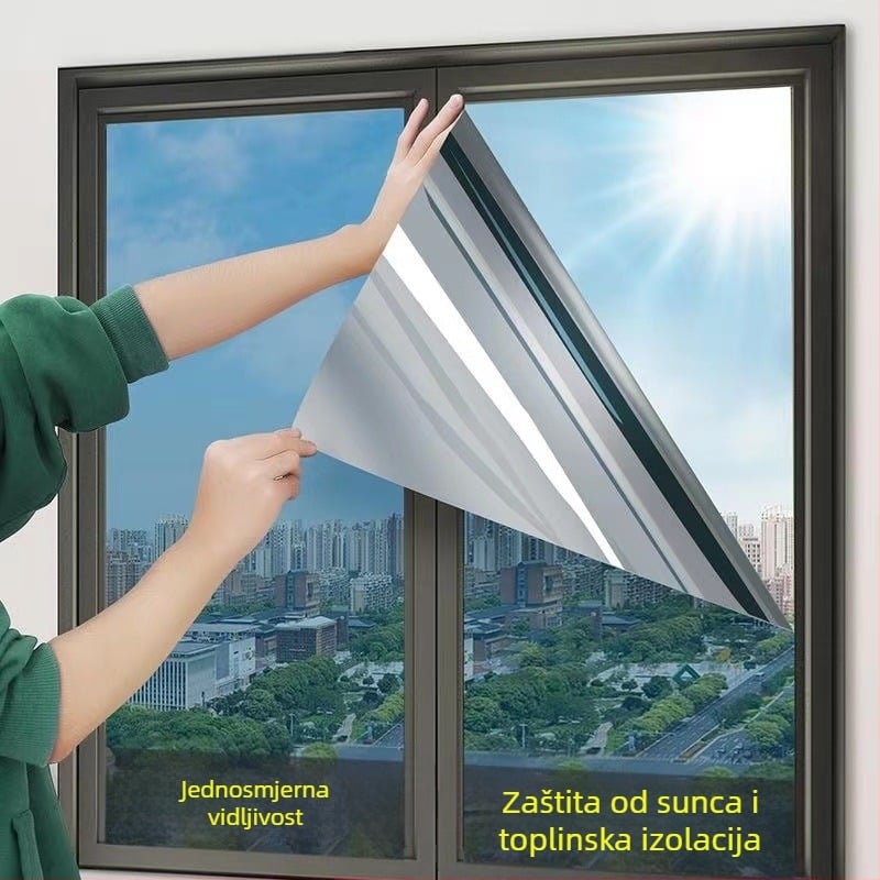Zaštitna folija za sunčanje, toplinska izolacijska folija, naljepnica za prozorsko staklo, protiv provirivanja, protiv svjetla, sjenčanje za balkon, suncobran, jednosmjerna perspektiva, folija za privatnost
