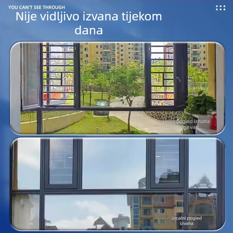 Zaštitna folija za sunčanje, toplinska izolacijska folija, naljepnica za prozorsko staklo, protiv provirivanja, protiv svjetla, sjenčanje za balkon, suncobran, jednosmjerna perspektiva, folija za privatnost