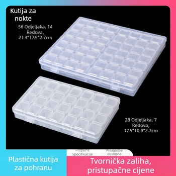Kutija za lakove za nokte od polipropilena s 56 pretinaca, kutija za pohranu 28 malih predmeta s poklopcem, kutija za dijelove s pretincima, prozirna kutija za pohranu za veleprodaju