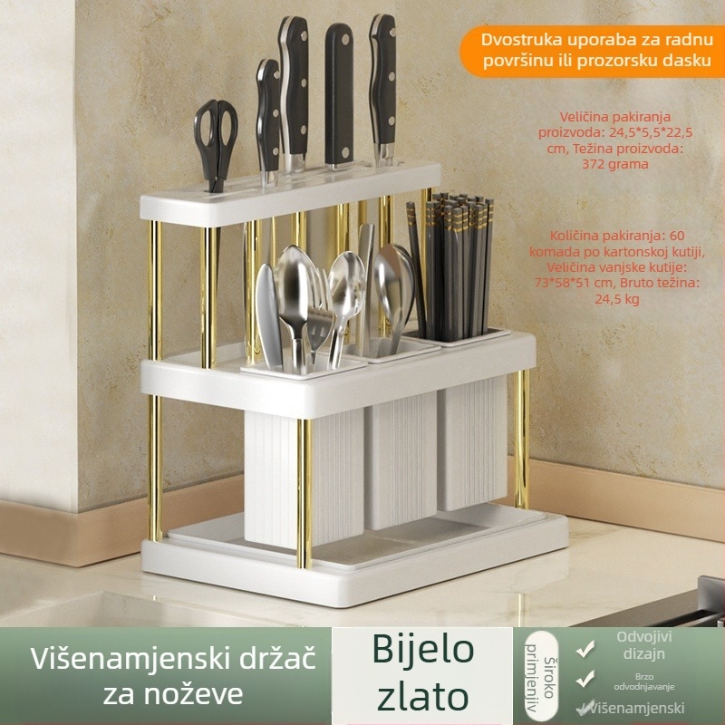 Popularni držač za noževe, tuba za štapiće za jelo, višenamjenski stalak za kuhinjski pribor, stalak za noževe i vilice