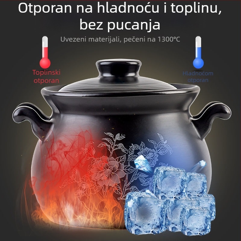Kangshu keramička posuda za juhu, lonac za varivo, posuda za kuhanje, kućanski porculanski lonac velikog kapaciteta, lonac za kašu, otvoreni plamen, izravno izgaranje, toplinski otporni plinski lonac