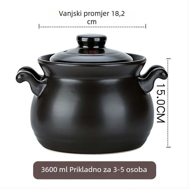 Kangshu keramička posuda za juhu, lonac za varivo, posuda za kuhanje, kućanski porculanski lonac velikog kapaciteta, lonac za kašu, otvoreni plamen, izravno izgaranje, toplinski otporni plinski lonac