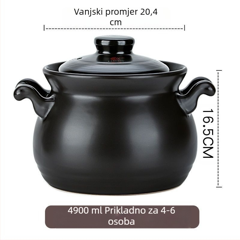 Kangshu keramička posuda za juhu, lonac za varivo, posuda za kuhanje, kućanski porculanski lonac velikog kapaciteta, lonac za kašu, otvoreni plamen, izravno izgaranje, toplinski otporni plinski lonac